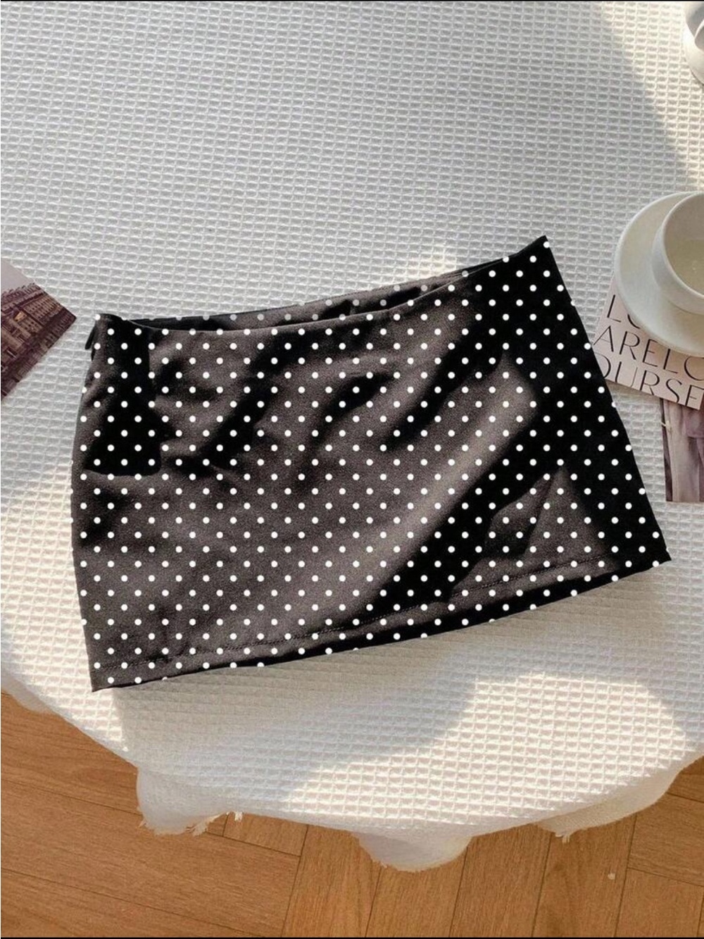 Black Polka Dot Mini Skirt